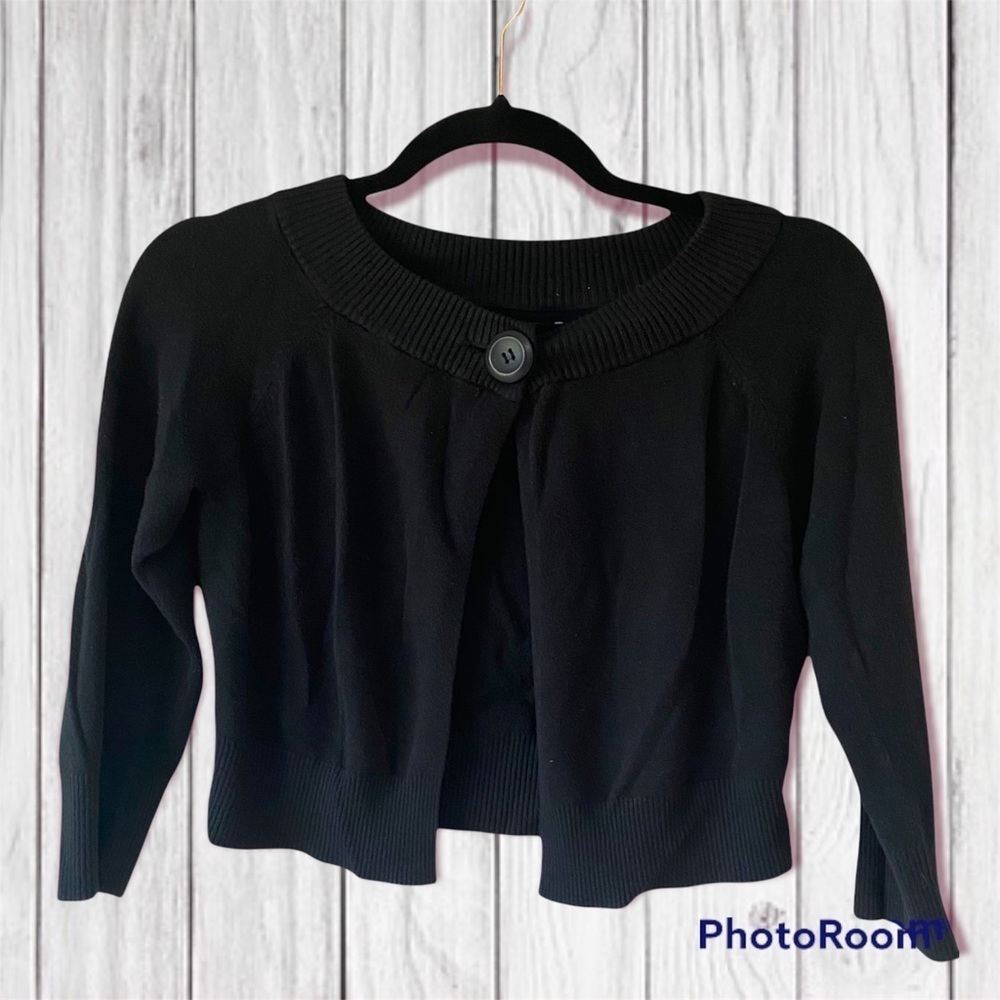 Express Black Cropped Cardigan Three quarters sleeve, button top